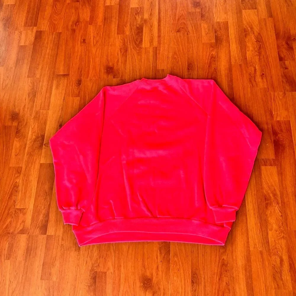 Vintage 1970s/80s bright red raglan stitch boxy crewneck